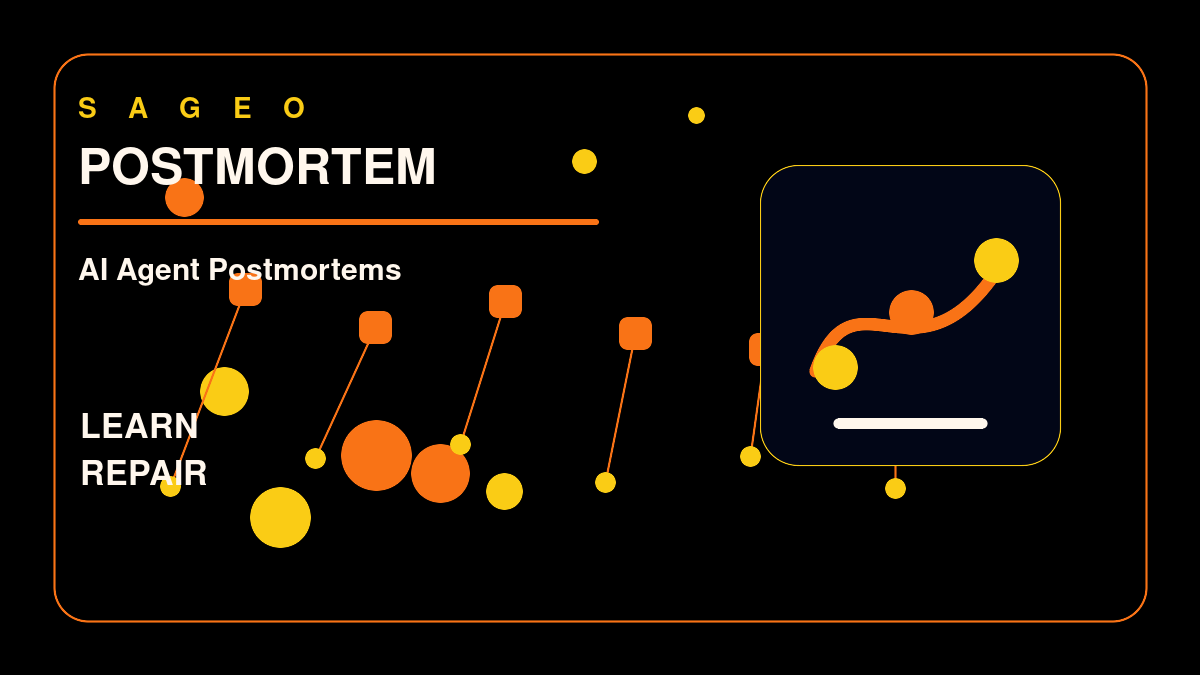 SAGEO bespoke thumbnail for AI Agent Postmortems
