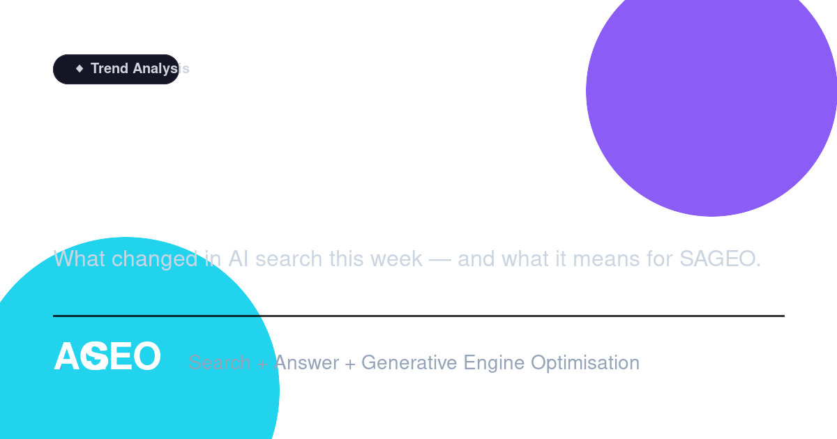 SAGEO framework graphic for search, answer and generative engine optimisation