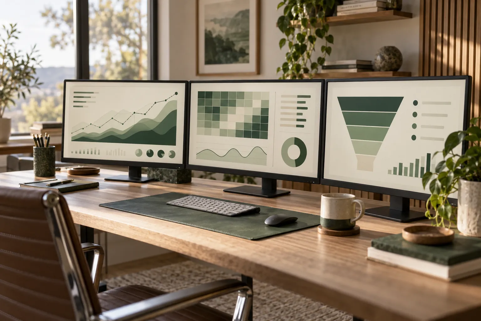 Analyst workspace with separate visibility engagement and lead charts