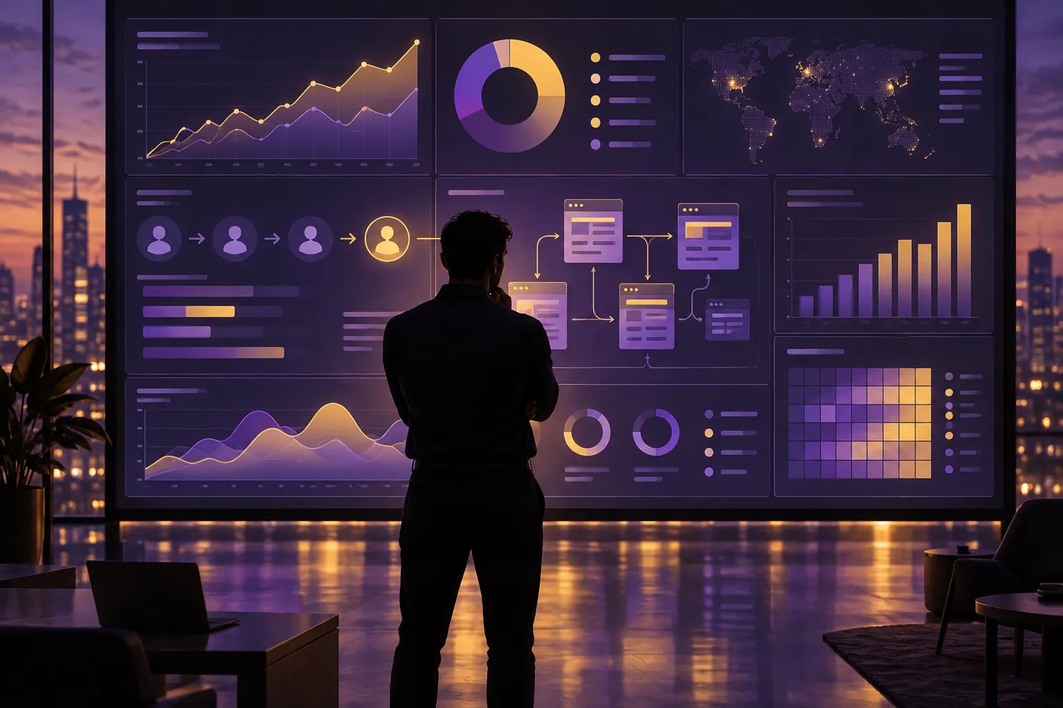 Analyst reviewing website charts