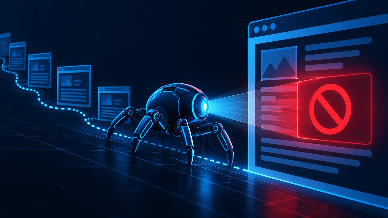 Search crawler reaching a page and reading an exclusion signal