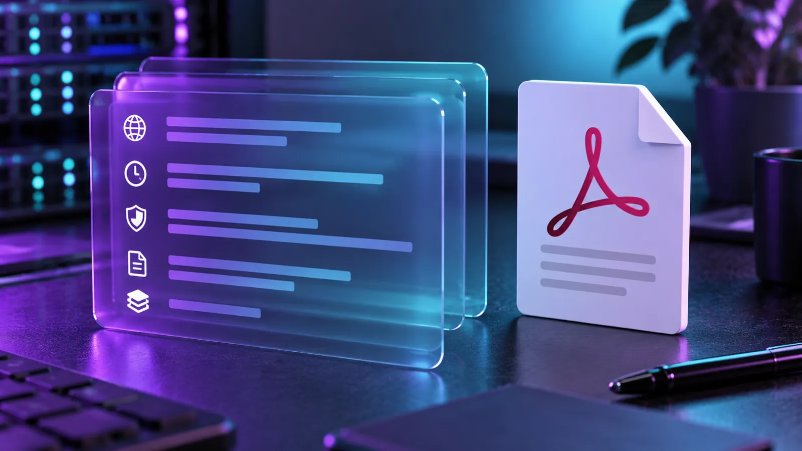 Server response header cards beside a PDF resource