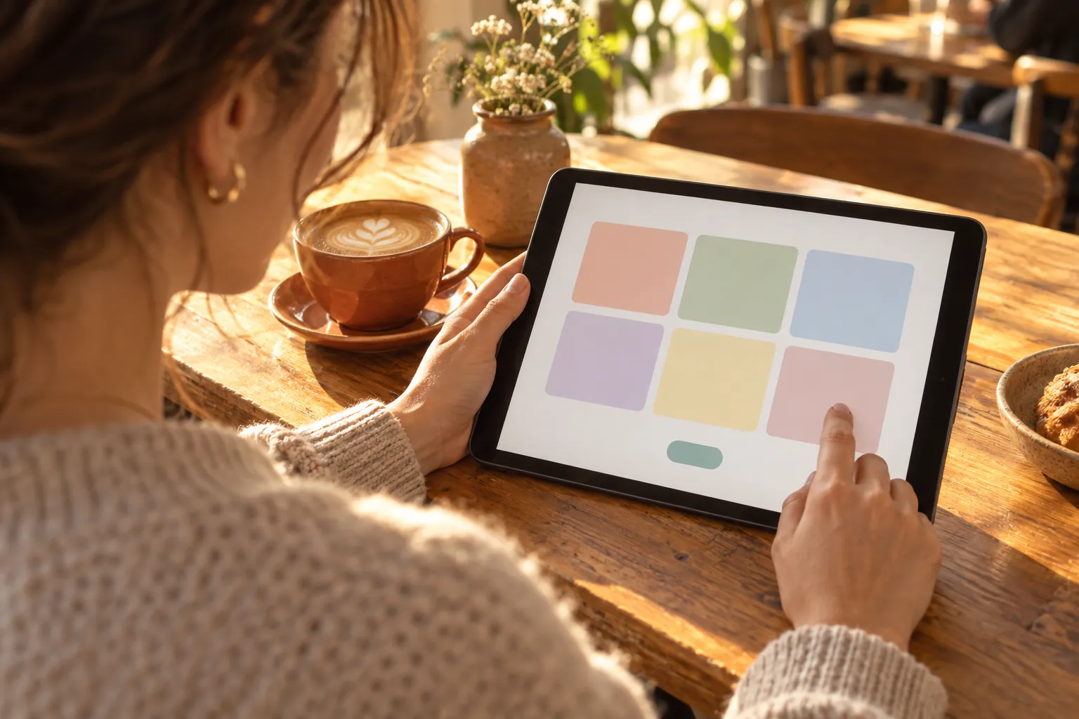 Illustrative tablet displaying a blank tile-based interface, not a live website or measured search result