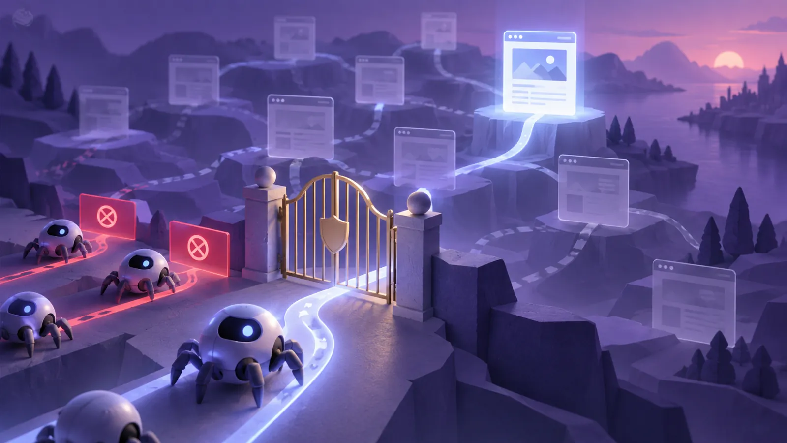 Abstract website gate controlling crawler paths